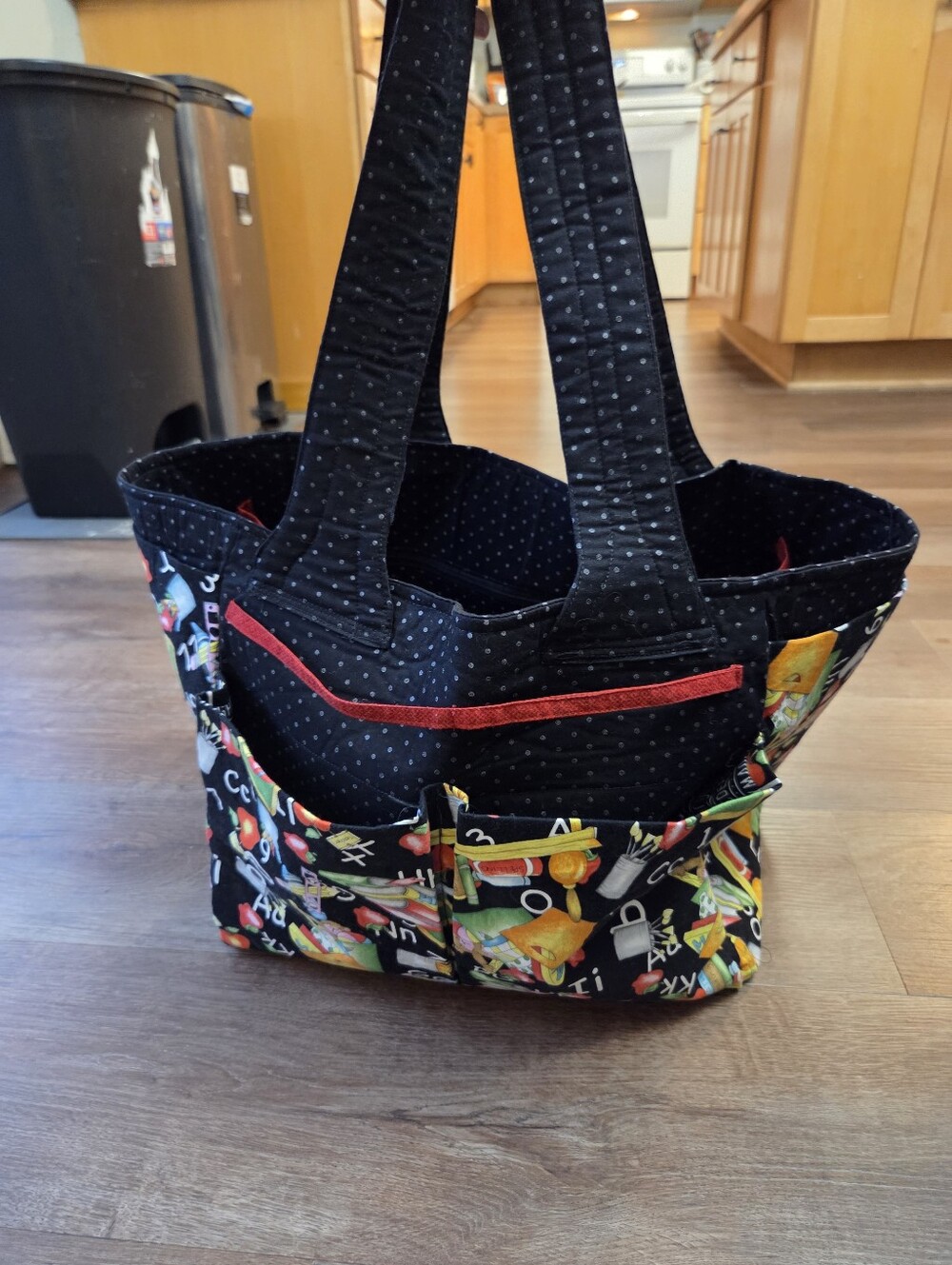 Large Vintage Hand Made Teacher ABCs Fabric Tote Bag School Supply Bag